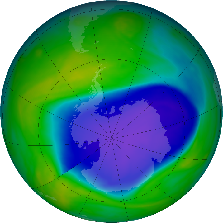 Antarctic ozone map for 08 November 2006